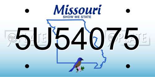 5U54075 Missouri License Plate
