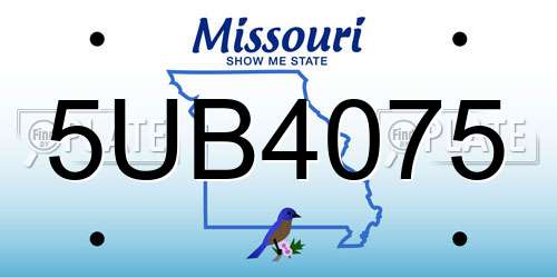 5UB4075 Missouri License Plate