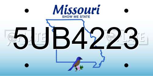 5UB4223 Missouri License Plate
