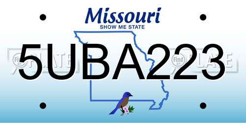 5UBA223 Missouri License Plate