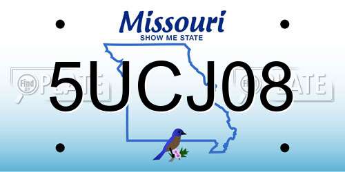 5UCJ08 Missouri License Plate