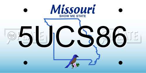 5UCS86 Missouri License Plate