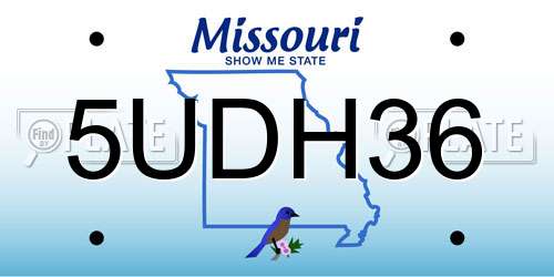 5UDH36 Missouri License Plate