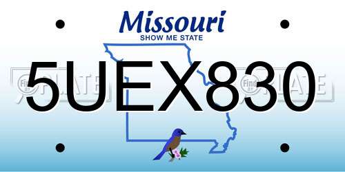 5UEX830 Missouri License Plate
