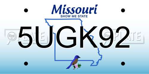 5UGK92 Missouri License Plate