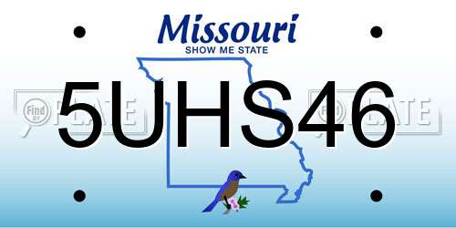 5UHS46 Missouri License Plate