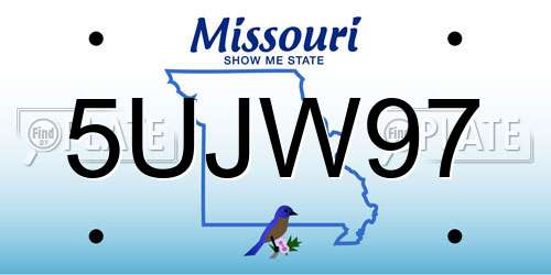 5UJW97 Missouri License Plate