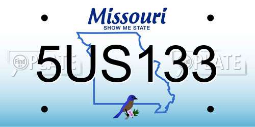 5US133 Missouri License Plate