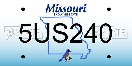 5US240 Missouri License Plate