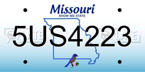5US4223 Missouri License Plate