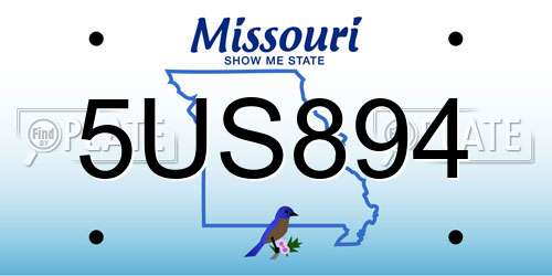 5US894 Missouri License Plate