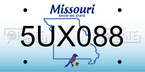 5UX088 Missouri License Plate