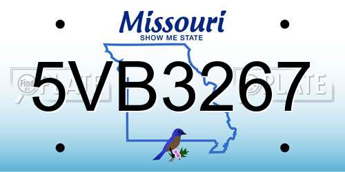 5VB3267 Missouri License Plate