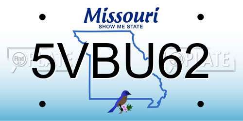 5VBU62 Missouri License Plate