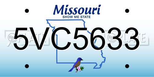 5VC5633 Missouri License Plate