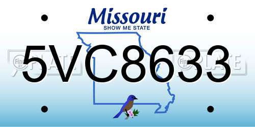 5VC8633 Missouri License Plate