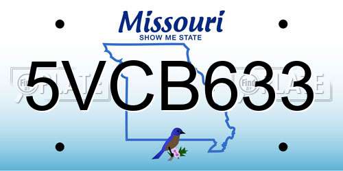 5VCB633 Missouri License Plate