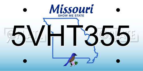 5VHT355 Missouri License Plate