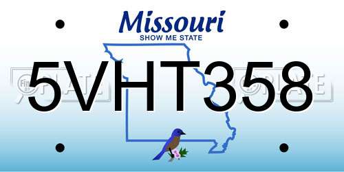 5VHT358 Missouri License Plate