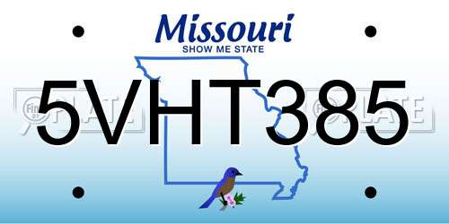 5VHT385 Missouri License Plate