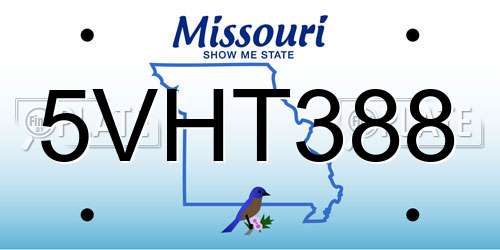 5VHT388 Missouri License Plate