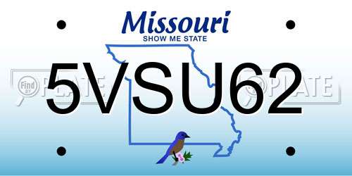 5VSU62 Missouri License Plate