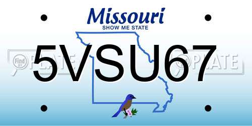 5VSU67 Missouri License Plate