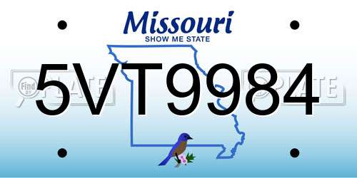 5VT9984 Missouri License Plate