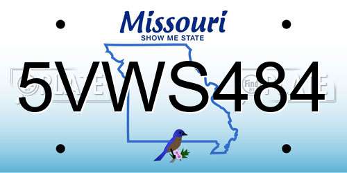 5VWS484 Missouri License Plate