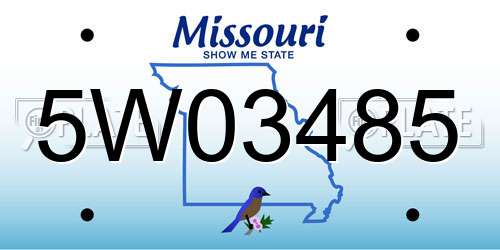 5W03485 Missouri License Plate