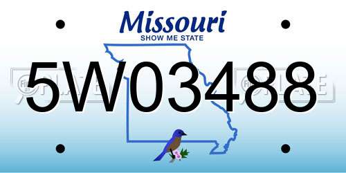 5W03488 Missouri License Plate