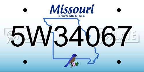 5W34067 Missouri License Plate