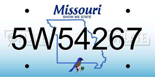5W54267 Missouri License Plate