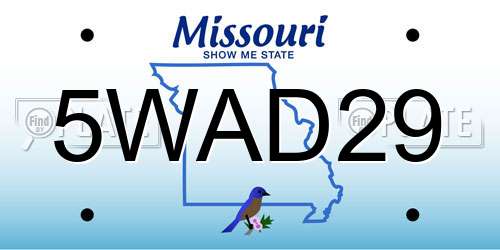 5WAD29 Missouri License Plate