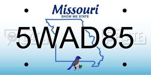 5WAD85 Missouri License Plate