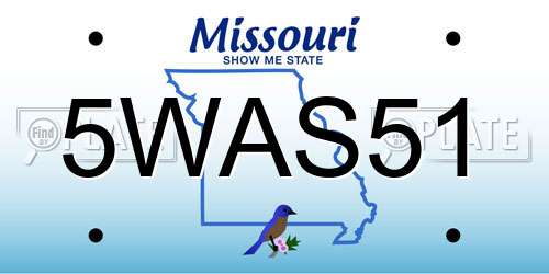 5WAS51 Missouri License Plate