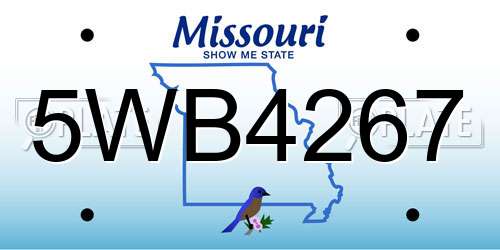 5WB4267 Missouri License Plate