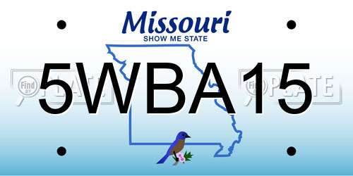 5WBA15 Missouri License Plate