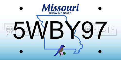 5WBY97 Missouri License Plate