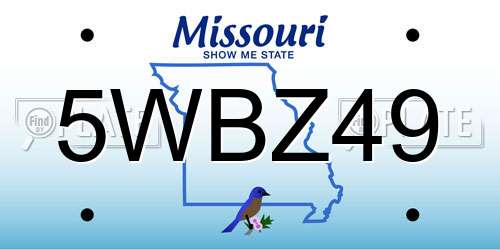 5WBZ49 Missouri License Plate