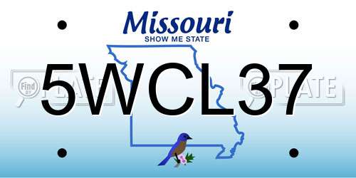 5WCL37 Missouri License Plate