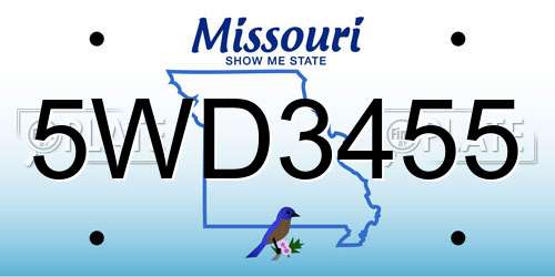 5WD3455 Missouri License Plate