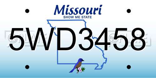 5WD3458 Missouri License Plate