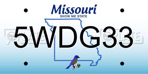 5WDG33 Missouri License Plate