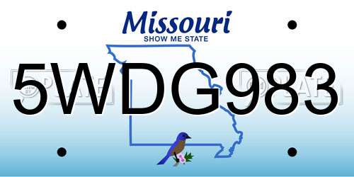 5WDG983 Missouri License Plate