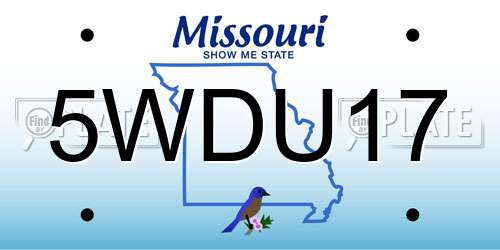 5WDU17 Missouri License Plate