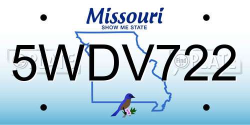5WDV722 Missouri License Plate