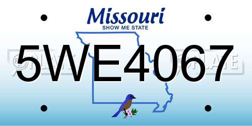 5WE4067 Missouri License Plate