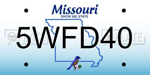 5WFD40 Missouri License Plate