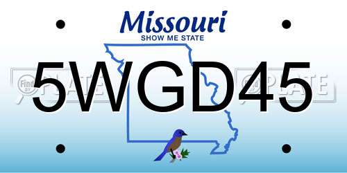 5WGD45 Missouri License Plate